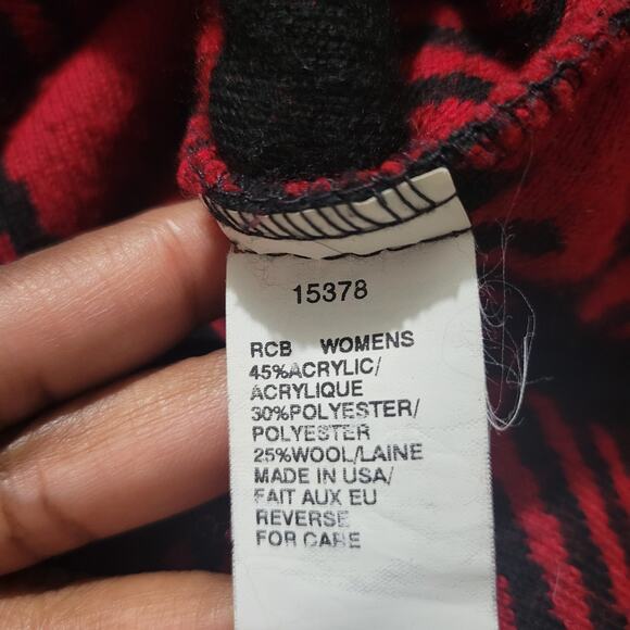 Woolrich Sherpa Fleece Jacket Red Quarter Zip Wolf Buffalo Plaid Blanket Large - Picture 16 of 16